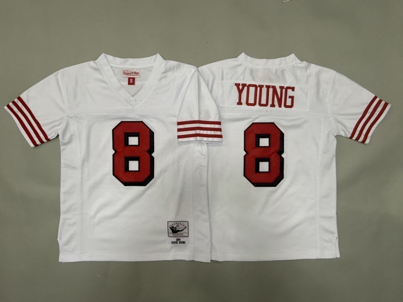Youth San Francisco 49ers #8 Young White Throwback Limited Nike NFL Jersey 01->youth nfl jersey->Youth Jersey